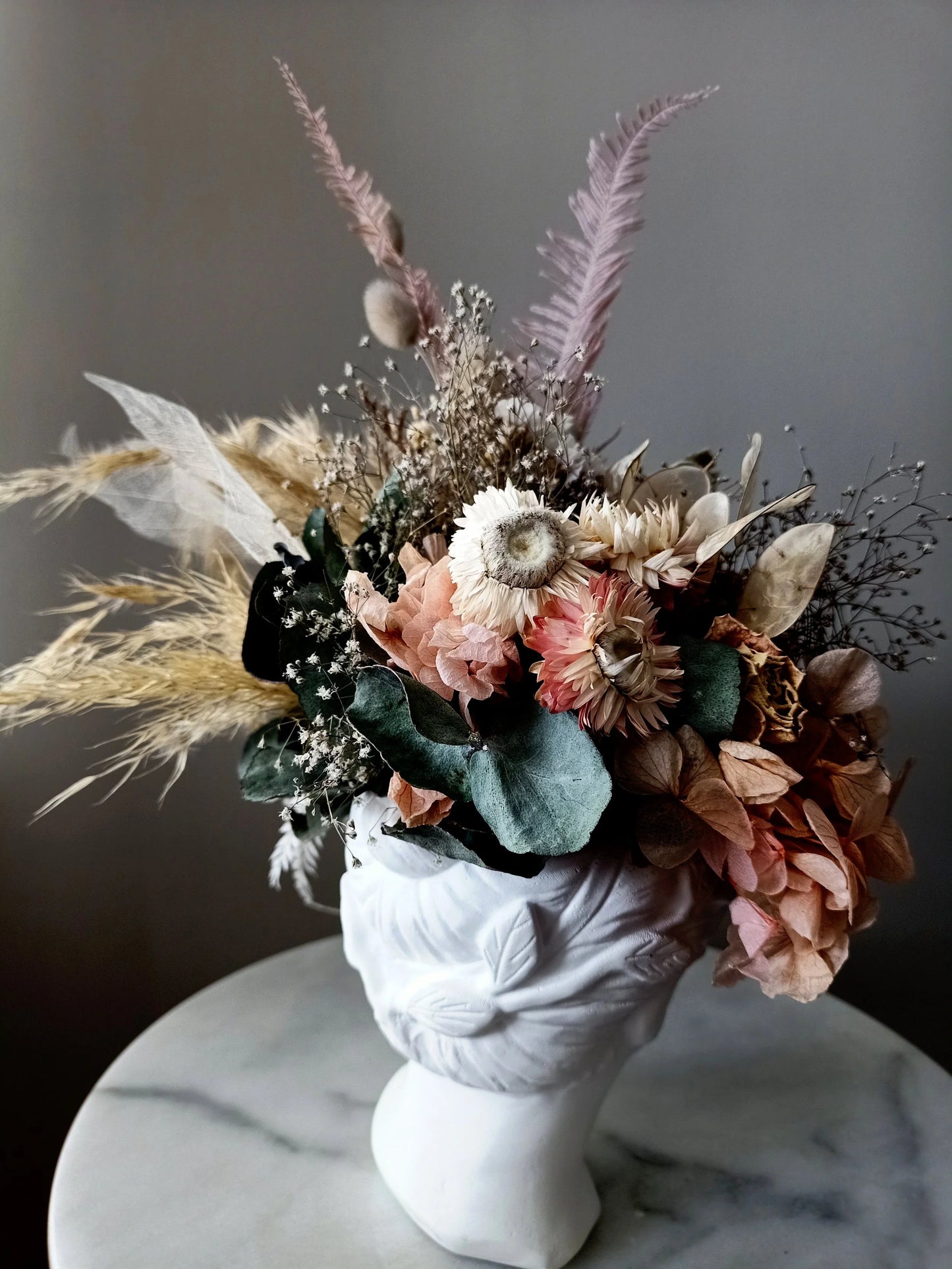 Fair Lady - Dried Florals in Plaster Vessel