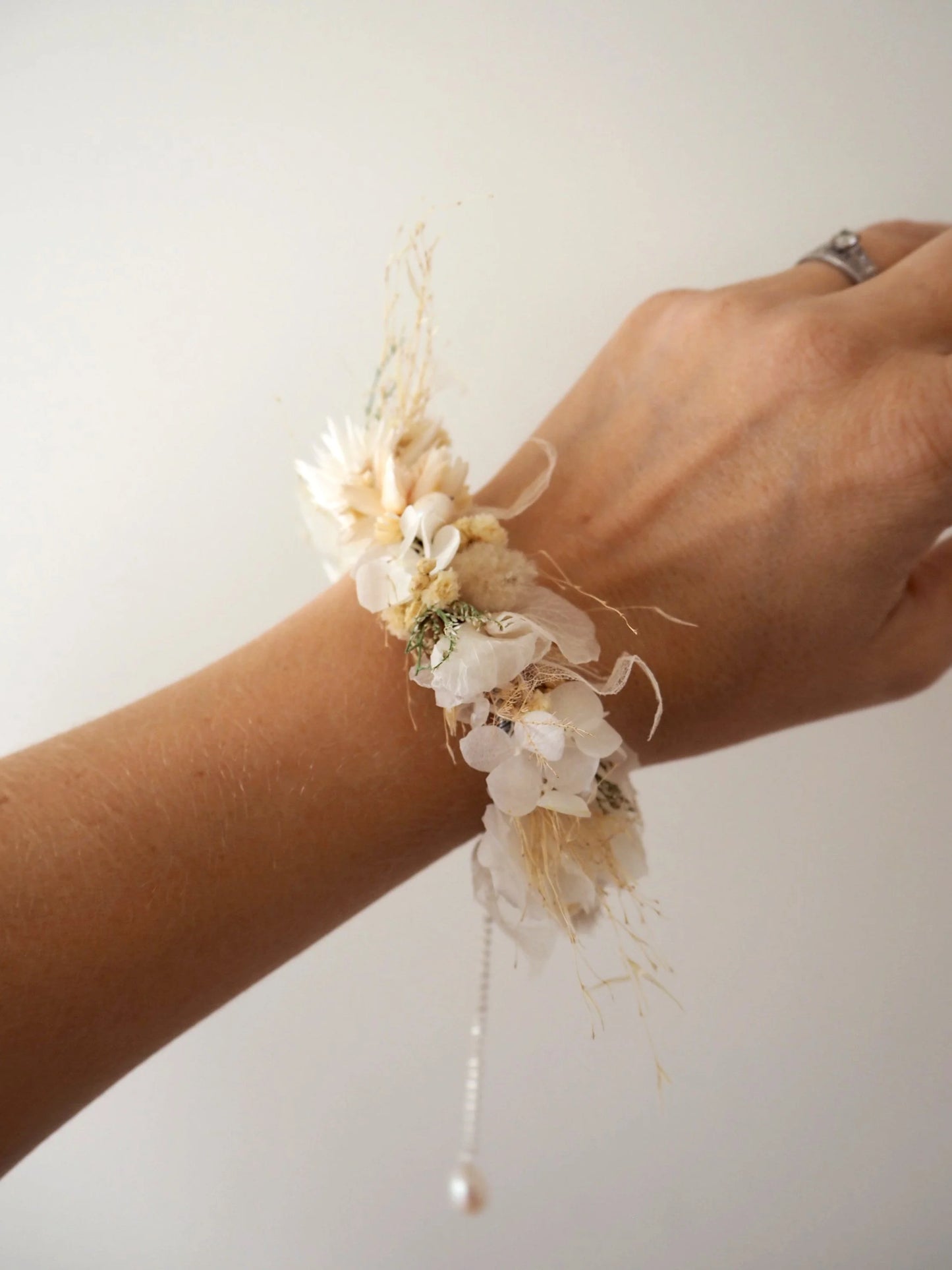 Dried Floral Bracelet - With Fresh Water Pearls