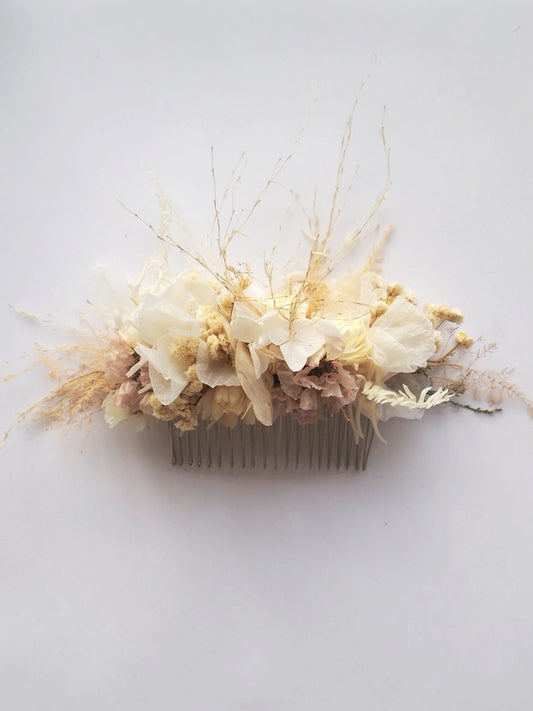 Boho Neutral Floral Hair Comb