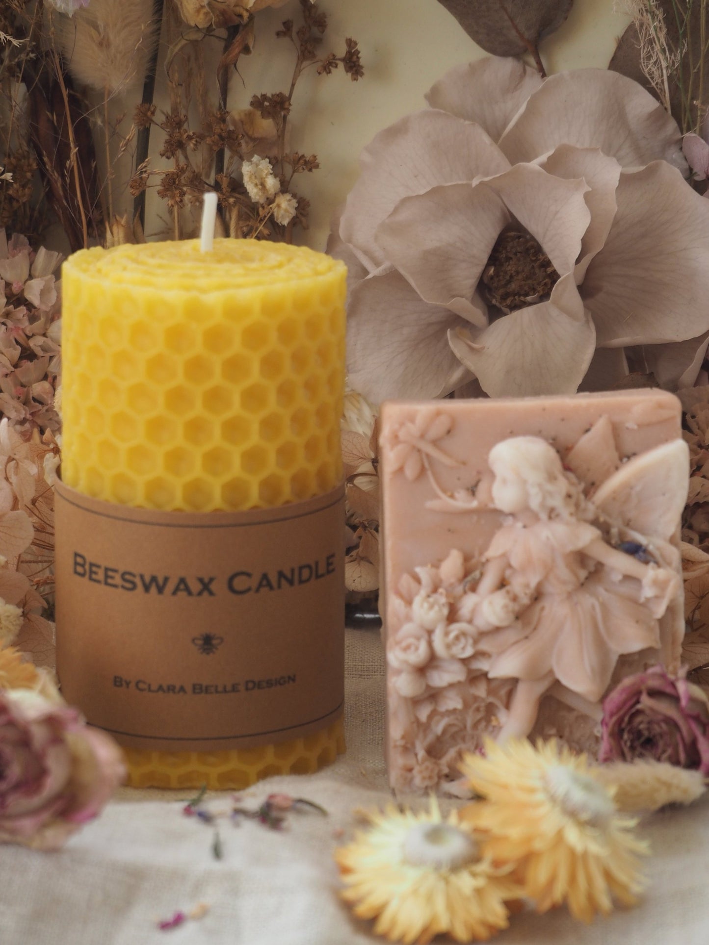 Beeswax Candle and Fairy Soap Box