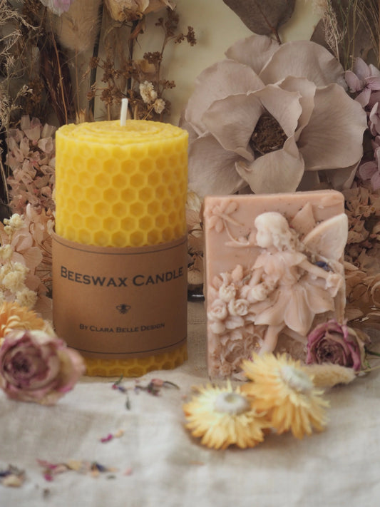 Beeswax Candle and Fairy Soap Box
