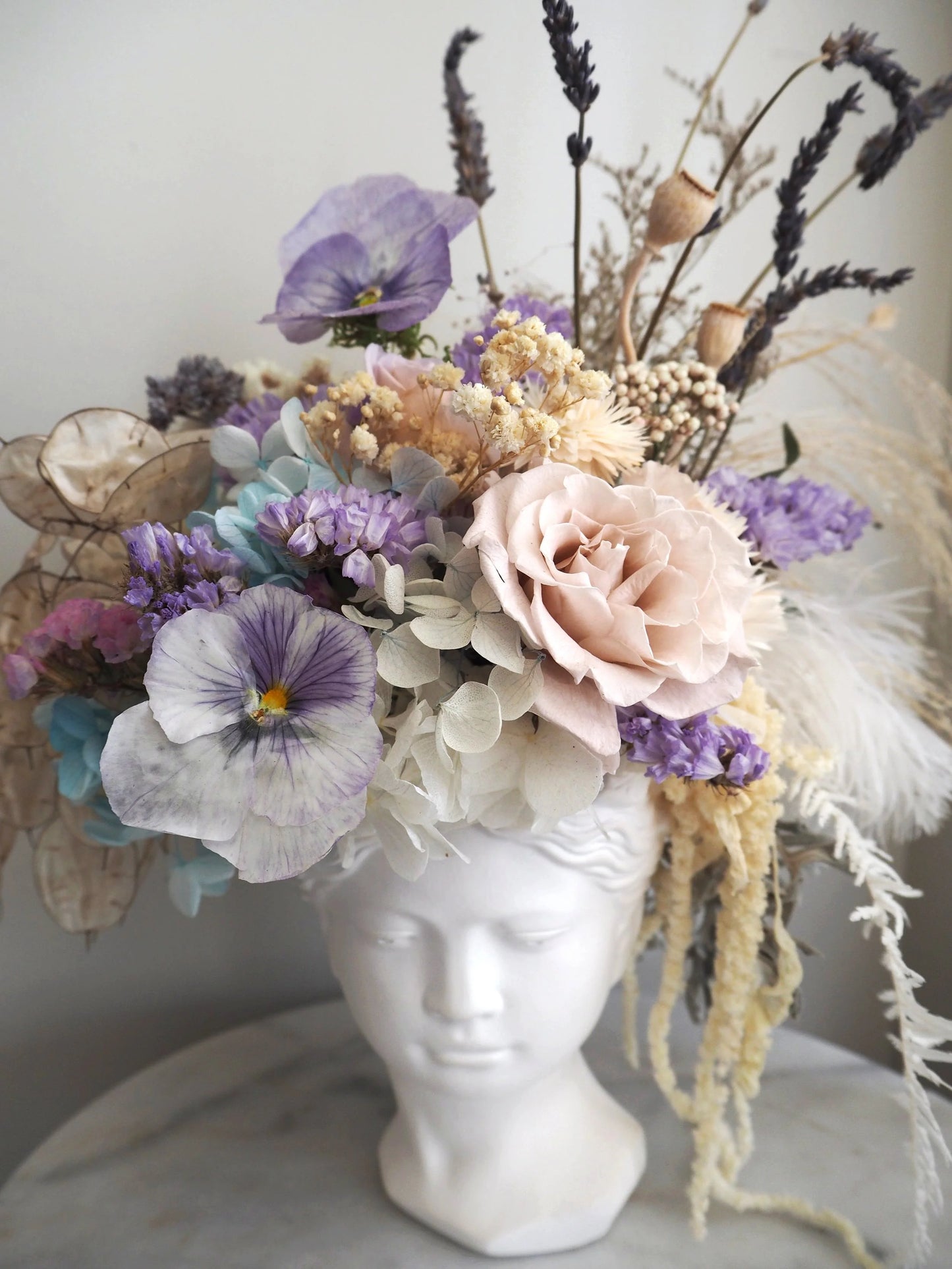 Fair Lady - Dried Florals in Plaster Vessel