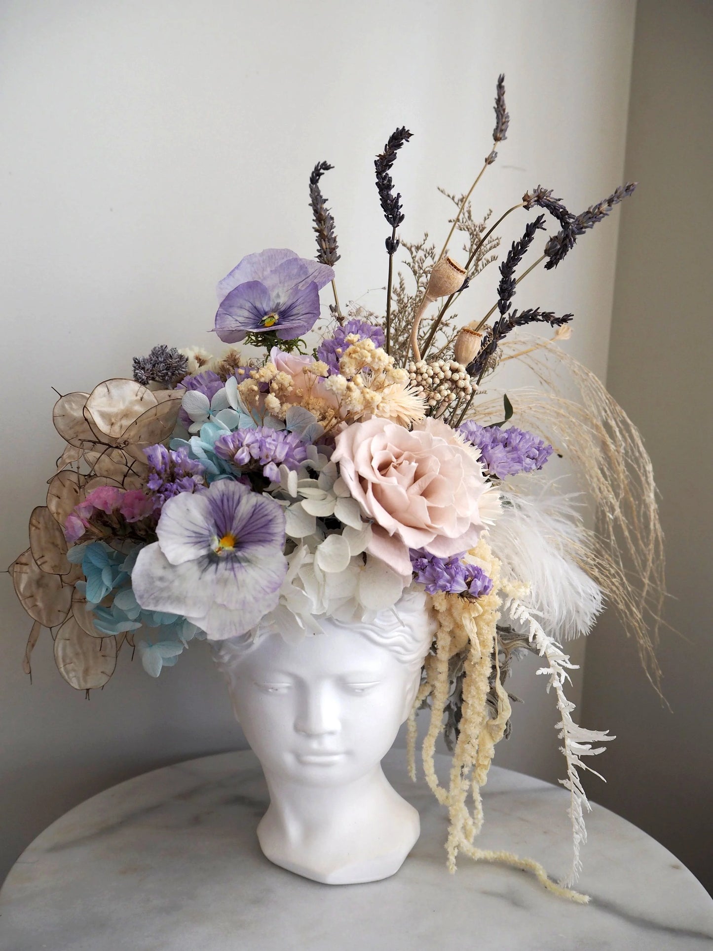 Fair Lady - Dried Florals in Plaster Vessel